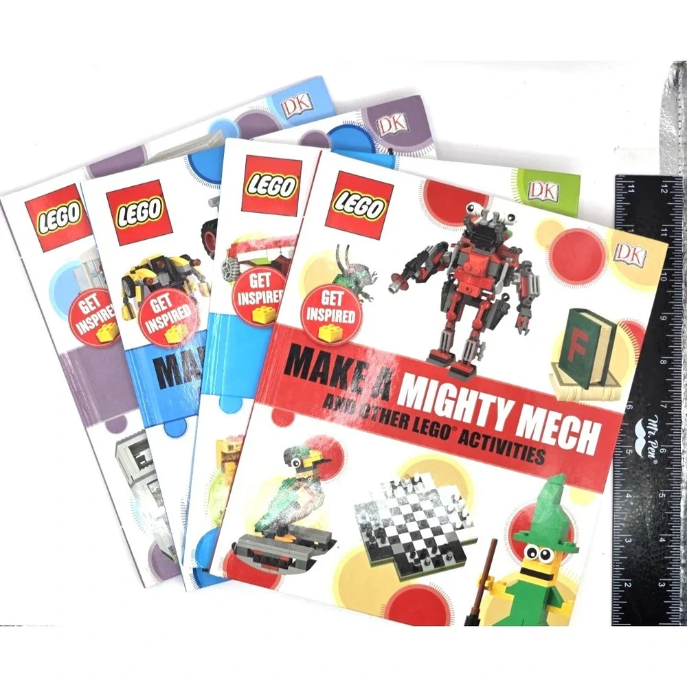 Lego Book Make a Mighty Mech & Other Lego Activities Hardcover Lot of 4 Fun Idea